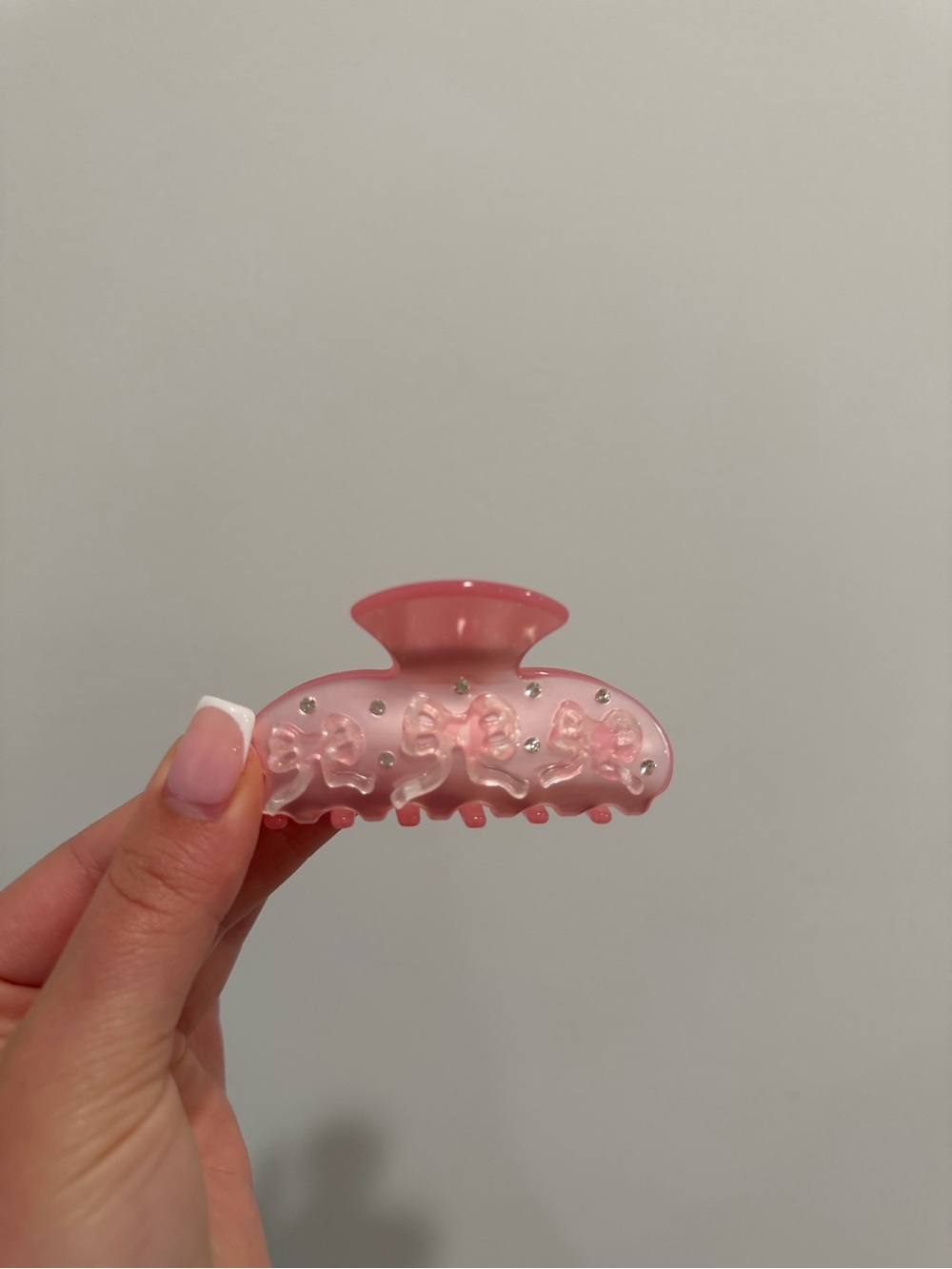 Pink Bow Accent Hair Claw Clip
